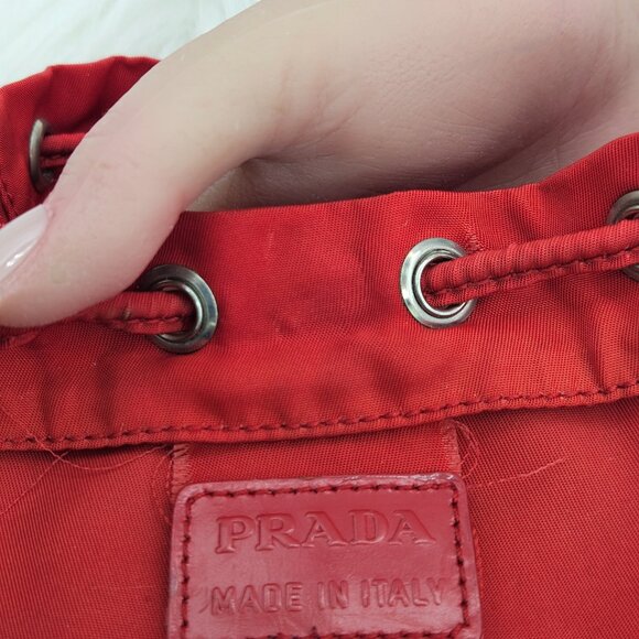 Prada Red Nylon Mini Drawstring Bucket - Picture 4 of 17
